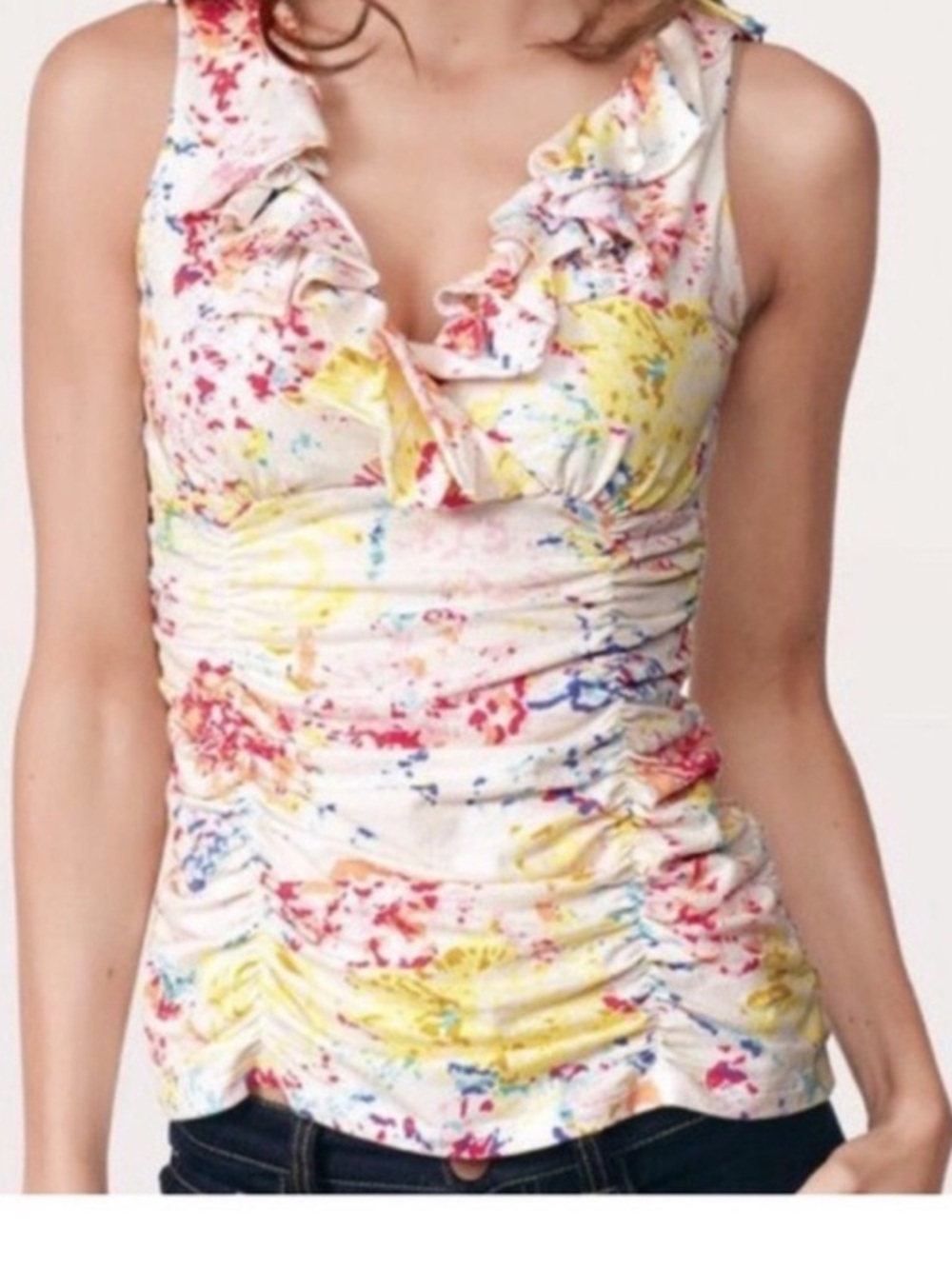CAbi Multicolor Splatter Ruched Shirt - Picture 6 of 6